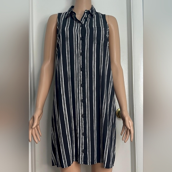 Banana republic Knee Length Dress Women's Size L White and Black - Picture 1 of 6